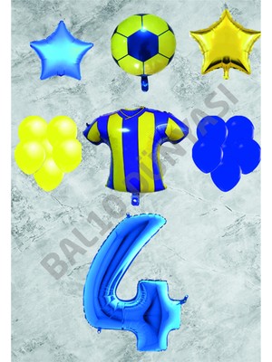 Bal10 Dünyası Taraftar Sarı Lacivert Doğum Günü Balon Seti Yaş-4