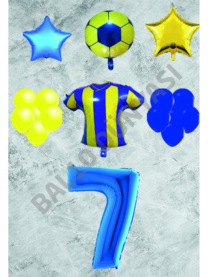 Bal10 Dünyası Taraftar Sarı Lacivert Doğum Günü Balon Seti Yaş-7