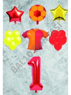 Bal10 Dünyası Taraftar Sarı Kırmızı Doğum Günü Balon Seti Yaş-1
