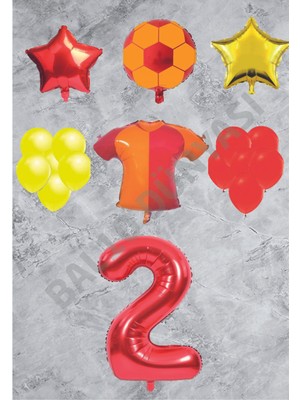 Bal10 Dünyası Taraftar Sarı Kırmızı Doğum Günü Balon Seti Yaş-2