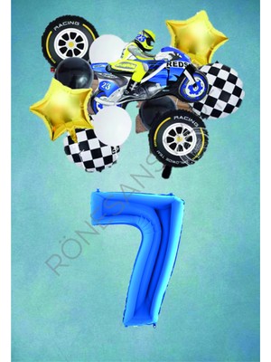 Rönesans Parti Motorsiklet Mavi Temalı Doğum Günü Seti Yaş-7