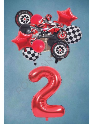 Rönesans Parti Motorsiklet Kırmızı Temalı Doğum Günü Seti Yaş-2