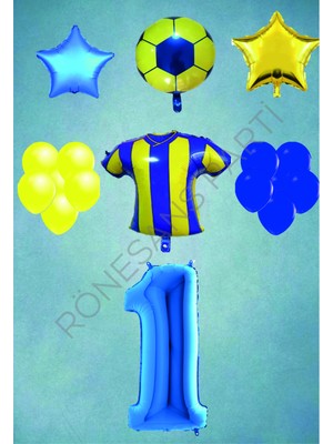 Rönesans Parti Taraftar Sarı Lacivert Doğum Günü Balon Seti Yaş-2