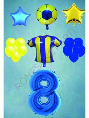 Rönesans Parti Taraftar Sarı Lacivert Doğum Günü Balon Seti Yaş-8