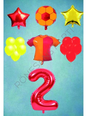 Rönesans Parti Taraftar Sarı Kırmızı Doğum Günü Balon Seti Yaş-2