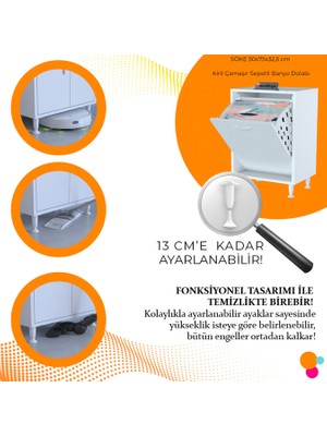 Modilayn Söke 50X75X32,5 Sepetli Banyo Dolabı Çok Amaçlı Dolap Kirlı Çamaşır Dolabı Mutfak Dolabı