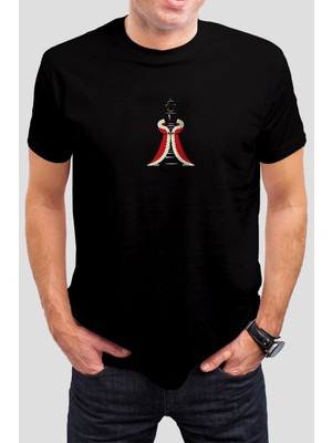 T-35 Kral Şah Satranç Baskılı Siyah  Tişört C1034