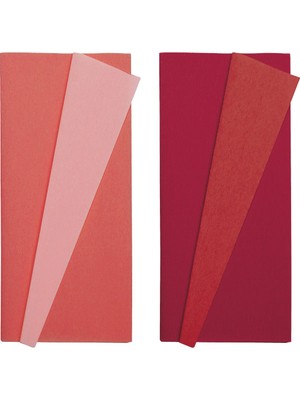 Roco Paper Co. Premium Alman Çift Taraflı Krapon 2li Set, Çiçek Yapım KAĞIDI,90GR 25X125 Cm,pembe&açık Çilek,kırmızı&şarap