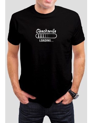 T-35 Satranç Şah Mat Baskılı Siyah  Tişört C1033