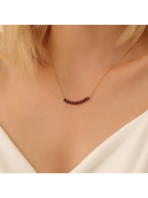 Nox Jewelry 925 Ayar Gümüş Doğal Garnet Taşlı Kolye