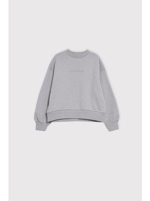 Babokah (Kids Girl) Bisiklet Yaka Şardonsuz Oversize Sweatshirt