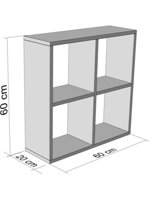 Kenzlife Beyaz Kitaplık Gülbin 060*060*20 Byz Duvar Rafı 20 cm Suntalam Suntalam 4 Duvara Monte 60 cm 60 cm