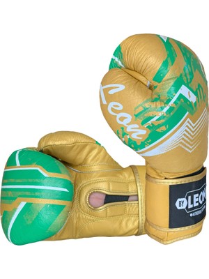 By Leon 1982 Leon Sword Deri Kick Boks ve Muay Thai Eldiveni Altın-Yeşil