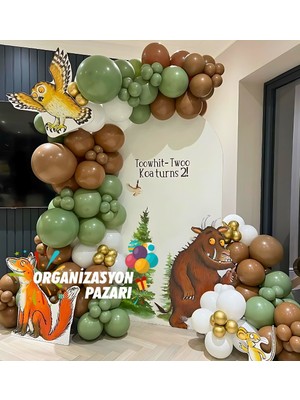 Organizasyon Pazarı Balon Seti Çikolata Kahve-Okaliptus-Beyaz 100 Lü Balon Zinciri Seti