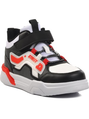 Pepino 1726-F Siyah-Beyaz-Kırmızı Çocuk Bilek Boy Sneaker