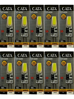 Cata CT-4255 3W 12V 6400K (Beyaz Işık) G4 Duylu LED Kapsül Ampul (10 Adet)