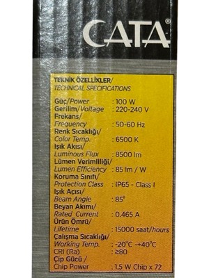 Cata CT-4659 100W 6500K (Beyaz Işık) LED Projektör