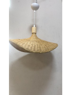 Deniz Işık Evi  Bambu Şapka Model Avize 63CM - Iskandinav, Modern, Bohem, Rattan Avize, Aydınlatma