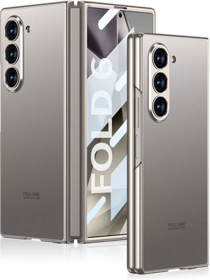 Farma Teknoloji Galaxy Z Fold 6 Kılıf Titanyum Metal Tasarımlı Zore Kıpta Caz Kapak-Titanyum-Gri