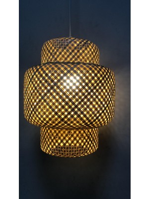 Deniz Işık Evi Bambu Avize 30CM- Iskandinav, Modern, Bohem, Rattan Avize, Aydınlatma