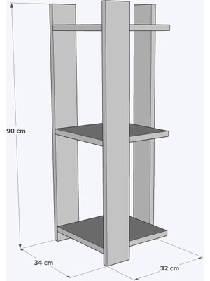 Babermo Home 90 cm Komidin Yan Sehpa 90 cm Kitaplık Çiçeklik 3 Beyaz Suntalam Modern Modern Suntalam Klasik 90 C