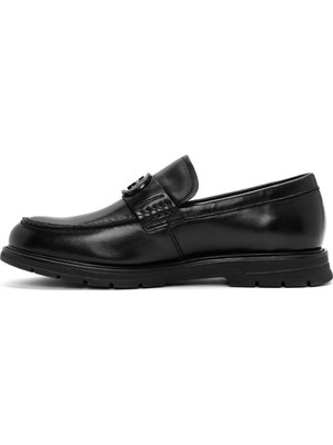 Derimod Erkek Siyah Tokalı Deri Casual Loafer 24WFD690918