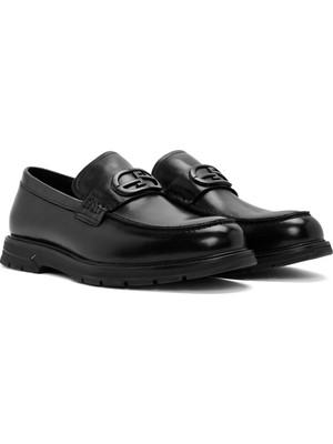 Derimod Erkek Siyah Tokalı Deri Casual Loafer 24WFD690918