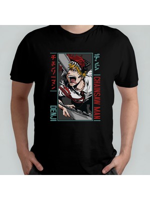 Pixxa Chainsaw Man %100 Pamuklu Bisiklet Yaka T-Shirt Model - 6