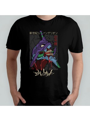 Pixxa Neon Genesis Evangelion %100 Pamuklu Bisiklet Yaka T-Shirt Model - 3