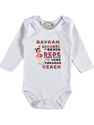 Asilcom Baskılı Bebek Zıbın Bayram Şekeri Benim Dede Kız Torun