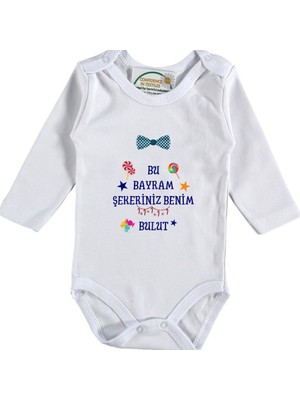 Asilcom Bu Bayram Şekeri Benim Yazılı Erkek Bebek Zıbın