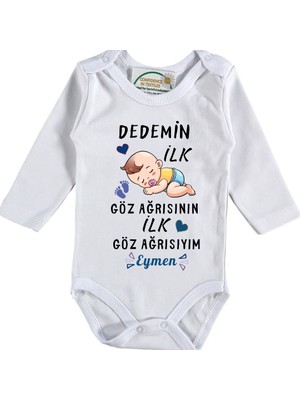 Asilcom Dedemin Ilk Göz Ağrısının Ilk Göz Ağrısıyım Yazılı Erkek Bebek Zıbın