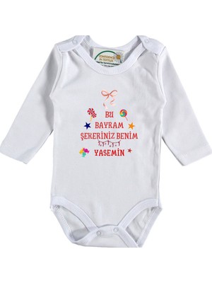 Asilcom Bu Bayram Şekeri Benim Yazılı Kız Bebek Zıbın