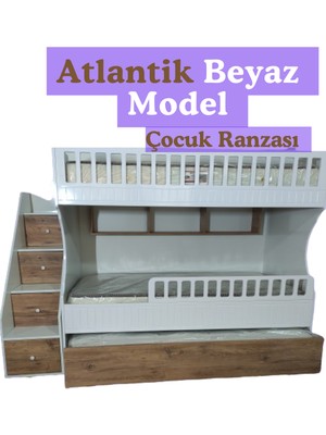 Mürsel Atlantik Beyaz Model Çocuk Ranzası