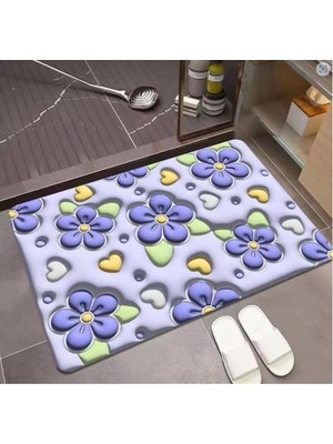 Ttt Ultra Emici 3D Çiçekli Banyo Paspası 40*60 cm