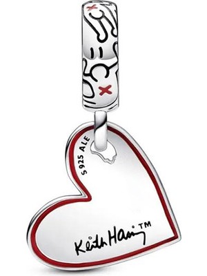 Corney Design Line Art Heart Keith Harring Charm 925 Ayar Gümüş