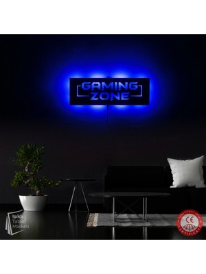 Tablo Marketi Gaming Zone Tablosu, Oyun Tablo, Işıklı Duvar Dekor Ahşap, Neon Işık, Ledli Işıklı Tablo, Duvar Süsü