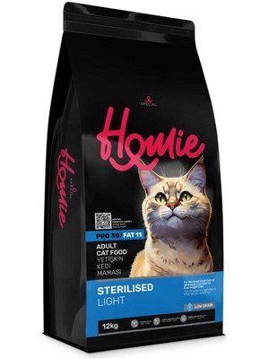 Homie Düşük Tahıllı Kısırlaştırılmış Yetişkin Kedi Maması 12 kg Tavuk Tatlı Süper Premium