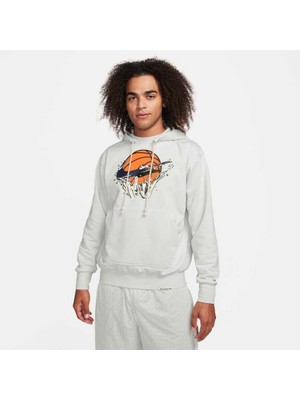 Nike Dri Fit Pullover Mens Grey Hoodie Erkek Gri Spor Kapüşonlu Sweatshirt FB7137