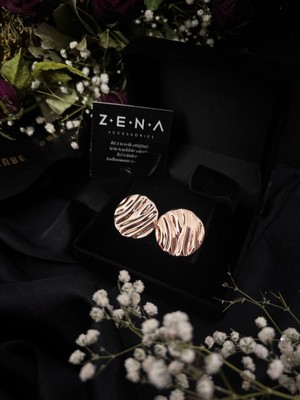 by zena aksesuar Zena Accessories Ricca Çizgi Desenli Rose Küpe