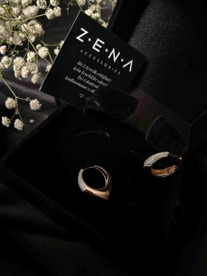 by zena aksesuar Zena Accessories Zirkon Taş Detaylı Akıntı Model Halka Küpe