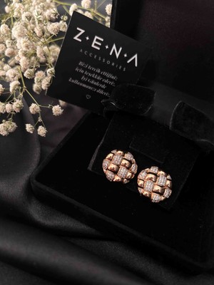 by zena aksesuar Zena Accessories Baget Rose Çelik Küpe