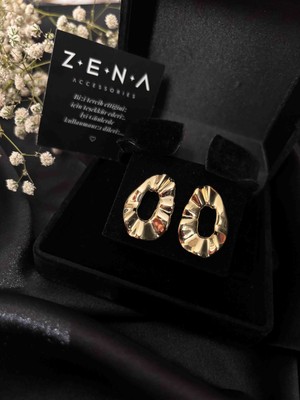 by zena aksesuar Zena Accessories Geometrik Altın Çelik Küpe