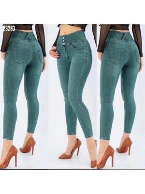 Defy Moda Yüksek Bel Likralı Jean Pantolon 90 cm