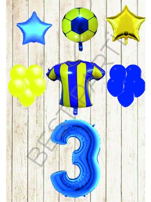 Best Parti Taraftar Sarı Lacivert Doğum Günü Balon Seti Yaş-3