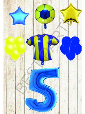 Best Parti Taraftar Sarı Lacivert Doğum Günü Balon Seti Yaş-5