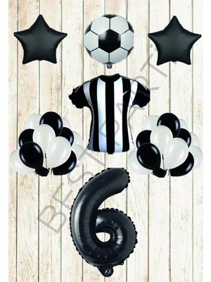 Best Parti Taraftar Siyah Beyaz Doğum Günü Balon Seti Yaş-6