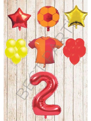 Best Parti Taraftar Sarı Kırmızı Doğum Günü Balon Seti Yaş-2