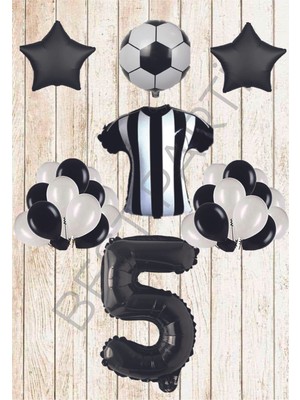 Best Parti Taraftar Siyah Beyaz Doğum Günü Balon Seti Yaş-5