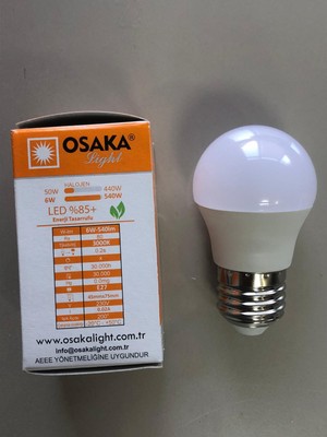 Osaka 5 Adet Osaka 7W=50W=540 Lümen E 14 Top Ampül 3000K Sarı 45MMX75MM